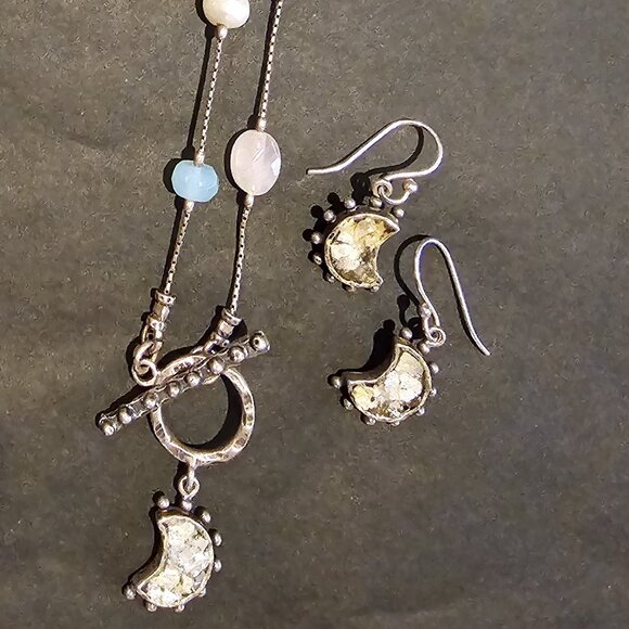 Angi Olami Roman Glass/Semi-Precious/Sterling Silver Necklace and Earring Set - Picture 8 of 8